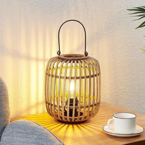 Lindby Canyana bordlampe, natur, rattan, 27 cm høj