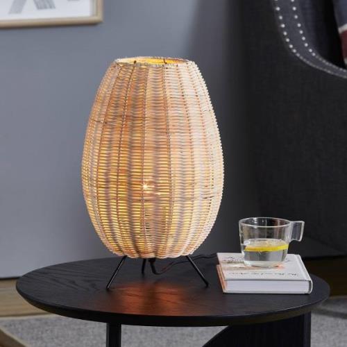 Lindby Oliana bordlampe, rattan, Ø 23 cm, E27