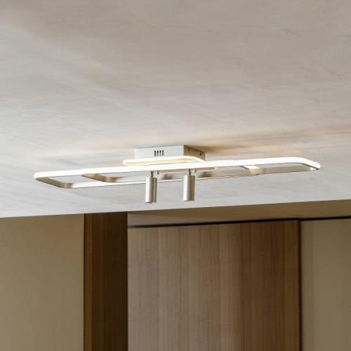 Lucande Tival LED-loftlampe, lang, nikkel