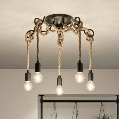 Lucande Ropina loftlampe, 5 lyskilder