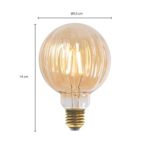 E27 3,8W LED-pære G95, 2700K, 340lm, riller amber