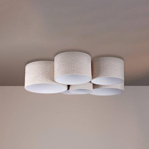 Boucle loftlampe med 6 skærme, ecru