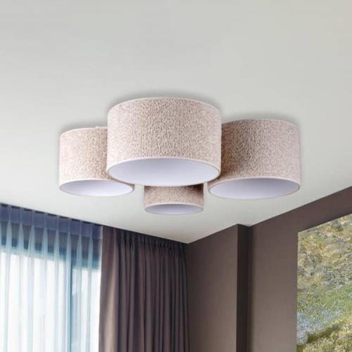 Boucle loftlampe med 4 skærme, ecru