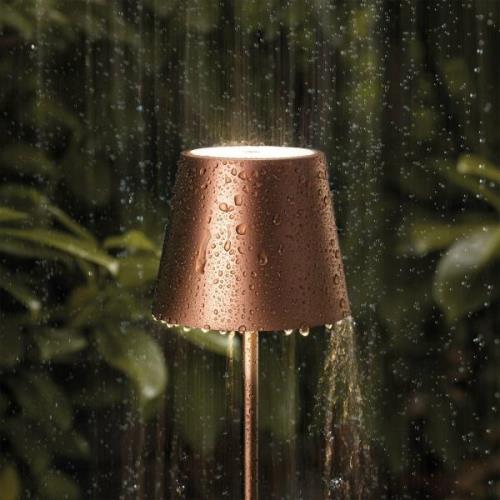 Nuindie IP54 LED genopladelig bordlampe 38 cm rund USB-C bronze