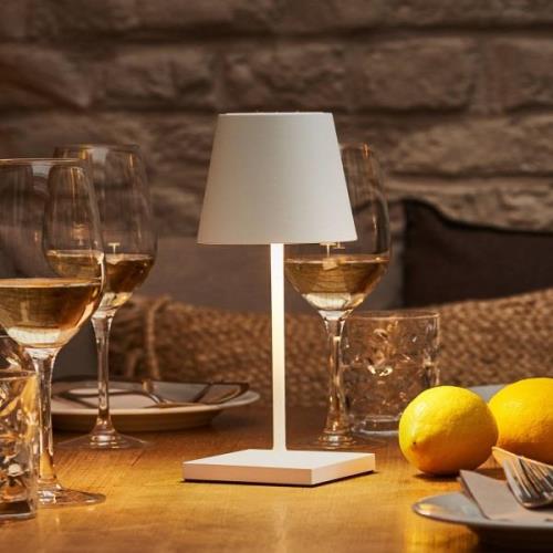 Nuindie mini LED genopladelig bordlampe, rund, USB-C, snehvid