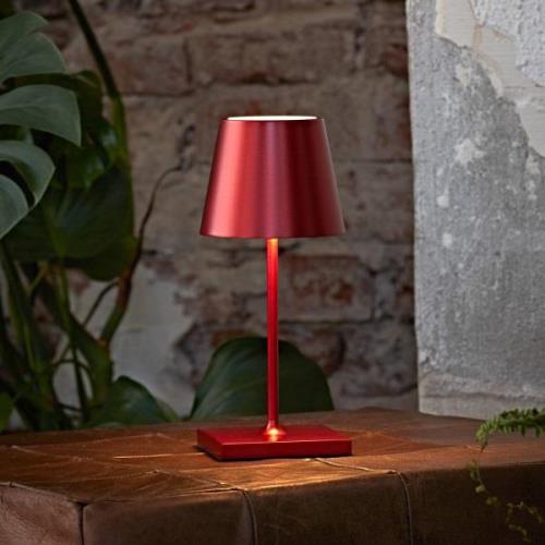 Nuindie mini LED genopladelig bordlampe, USB-C, rød, IP54, dæmpbar