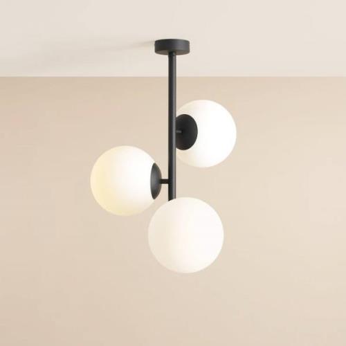 Dione loftslampe, opal/sort, 3-lys