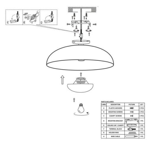 Loftslampe i messing, messingfarvet, metal, Ø 42 cm