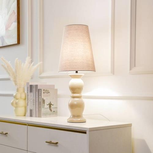 Lucande bordlampe Lyndorin, beige, keramik