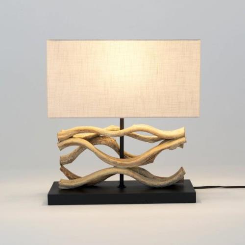 Panarea bordlampe, træfarvet/beige, højde 42 cm, træ