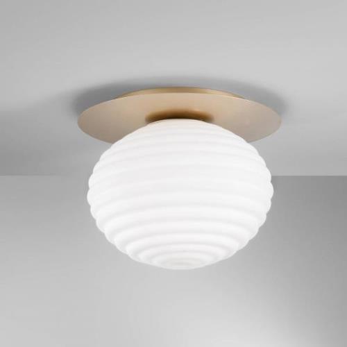 Ripple loftslampe, guld/opal, Ø 35 cm