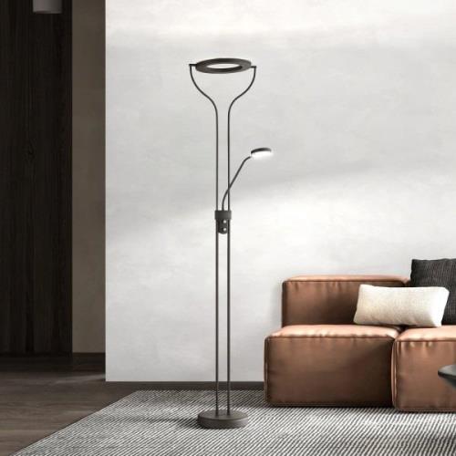 Davos LED-gulvlampe, sort, højde 180 cm, 2-lys, CCT