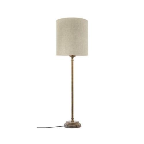 PR Home bordlampe Kent beige/messingskærm Celyn cylinder