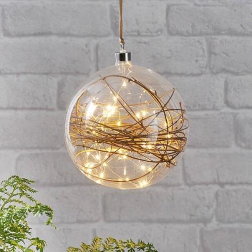 Glow LED-dekokugle, klar, rattan, Ø 20 cm