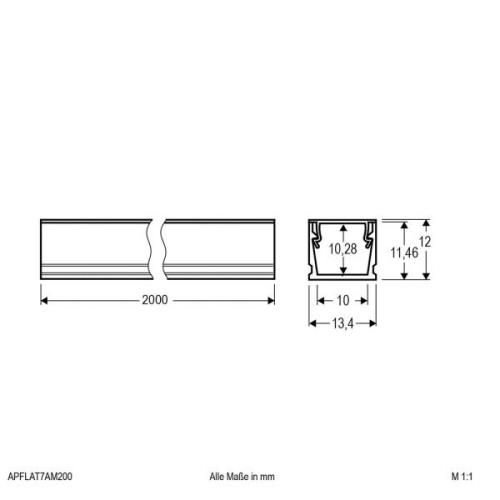 EVN APFLAT7 alu-profil 200 cm, U-profil, aluminium