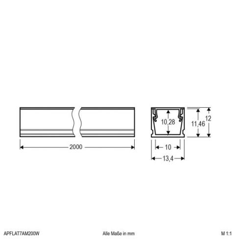 EVN APFLAT7 alu-profil 200 cm, U-profil, hvid