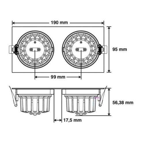 SLC DL04 Square X2 LED-lampe 3000K sort