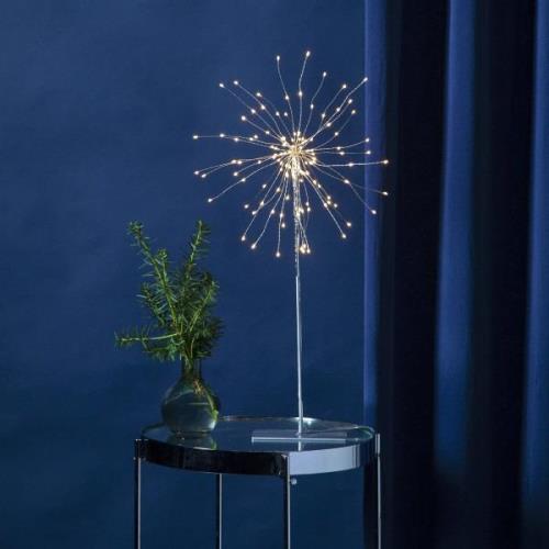 Firework 3D LED-dekolampe, sølvgrå, højde 50 cm