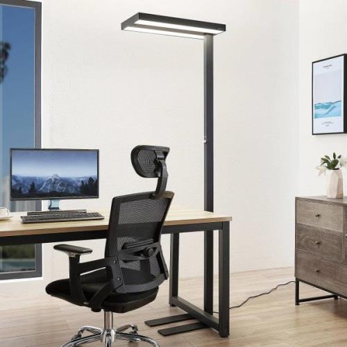 Arcchio LED-gulvlampe Logan Pro, sort, sensor, dæmpbar