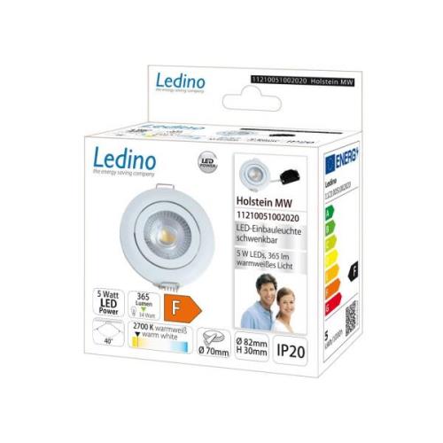 LED-indbygningslampe Holstein MS, IP20 40°, hvid