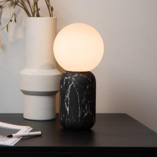 Marbol bordlampe i marmorlook, sort/opal