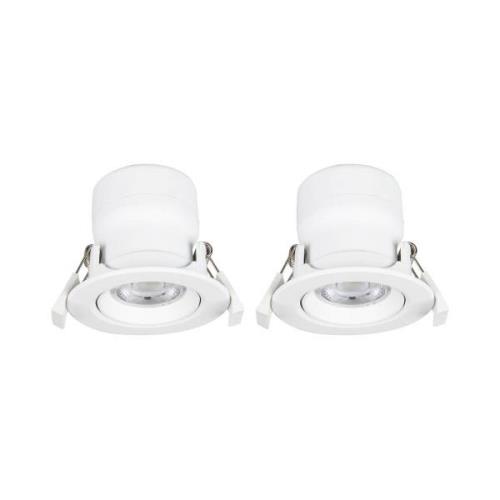 Prios LED indbygningslampe Shima, hvid, 7W, 3000K, 2 enheder, dæmpbar