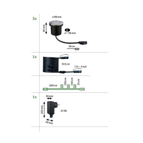 Paulmann Plug & Shine LED indbygningslampe 4,5W sæt med 3 stk