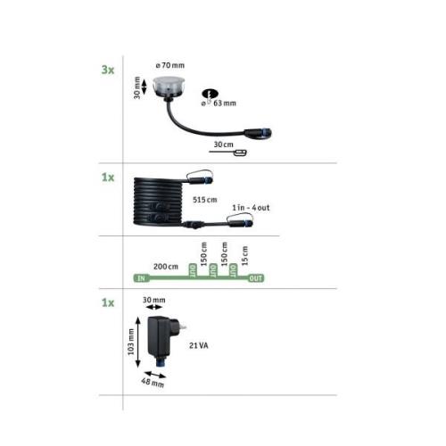 Paulmann Plug & Shine LED indbygningslampe 2W sæt med 3 stk