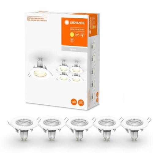 LEDVANCE LED-spot GU10 Recessed, 5 stk, hvid