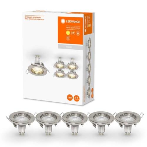 LEDVANCE LED-spot GU10 Recessed, 5 stk, nikkel