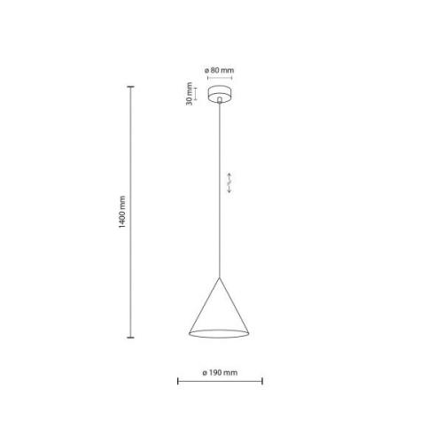 Cono pendel, hvid, Ø 19 cm, stål, enkelt flamme