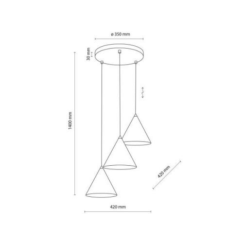 Cono pendel, tre lys, rund, Ø 42 cm, hvid