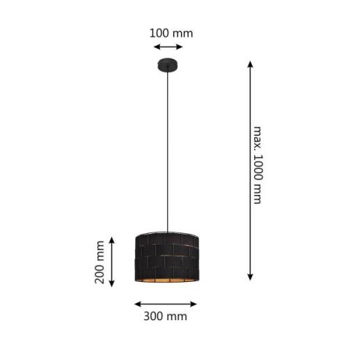 Atlanta-pendel, sort, Ø 30 cm, tekstil, E27