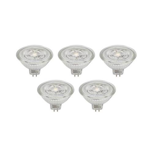 Prios LED-reflektor GU5.3 4.3W 345lm 36° klar 827 sæt med 5 stk