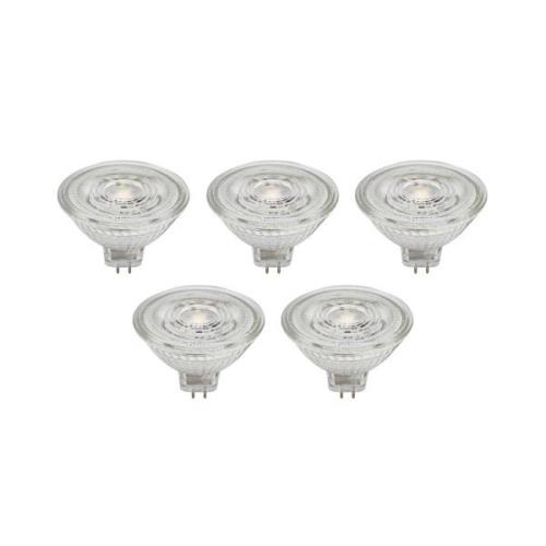 Prios LED-reflektor GU5.3 4.9W 500lm 36° klar 827 sæt med 5 stk