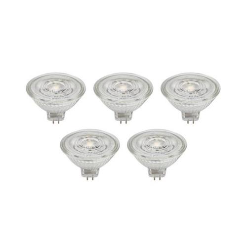 Prios LED-reflektor GU5.3 4.9W 500lm 36° klar 840 sæt med 5 stk