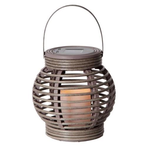 Brun solcellelampe Lantern i rattan design med LED