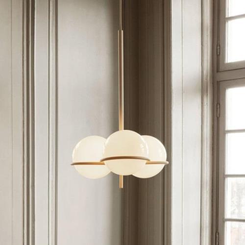 ferm LIVING Era lysekrone, beige, glas, jern, Ø 48 cm