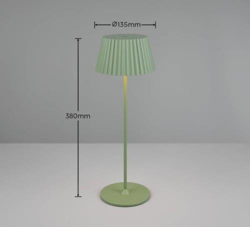 Suarez LED-bordlampe, grøn, højde 39 cm, metal