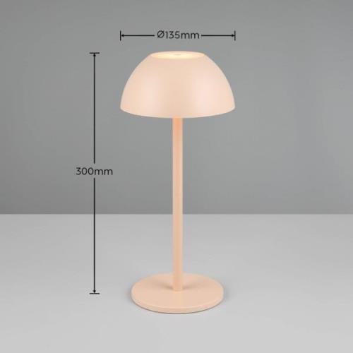 Ricardo LED genopladelig bordlampe, sand, højde 30 cm, plast