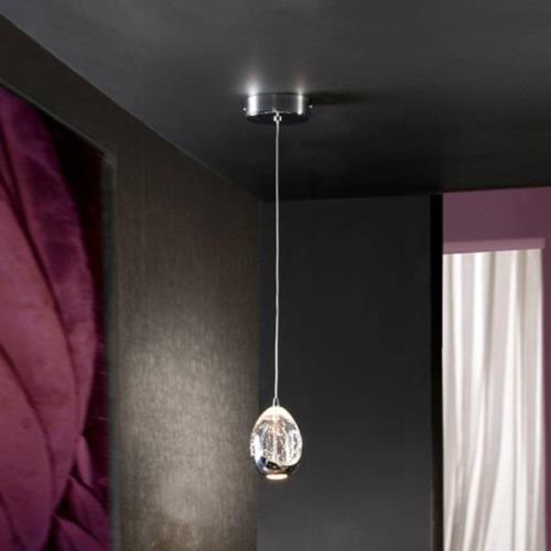 LED-pendel Rocio, 1-lys, metal, glas, krom