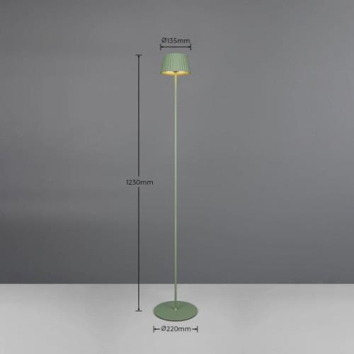 Suarez LED genopladelig gulvlampe, grøn, højde 123 cm, metal