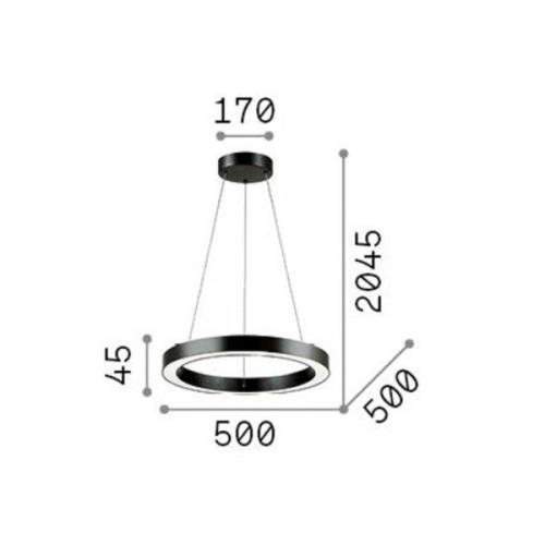 Ideal Lux hængelampe Oracle, sort, 3.000 K, Ø 50 cm