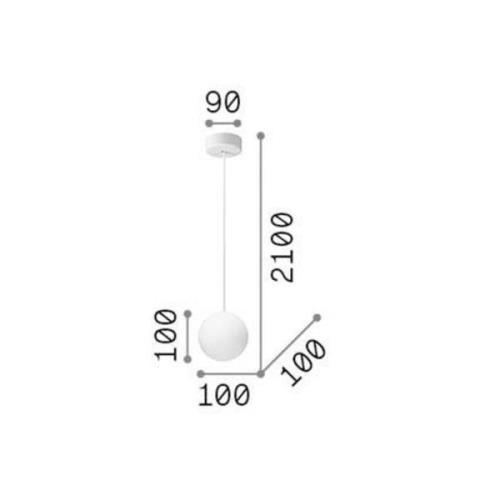 Ideal Lux Mapa pendellampe, Ø 10 cm, opalglas, kugle