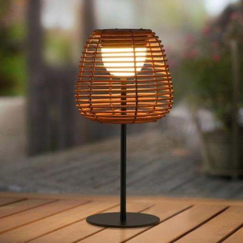 BARE LYS. Askia LED-bordlampe, rattan, IP54 Touchdim