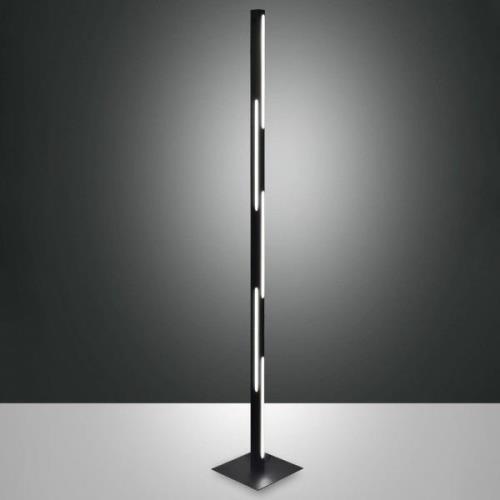 LED-gulvlampe Ling, sort, højde 165 cm, dæmpbar, metal