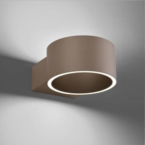 PURE LED-væglampe Clipse, bronzefarvet, aluminium Ø 15 cm