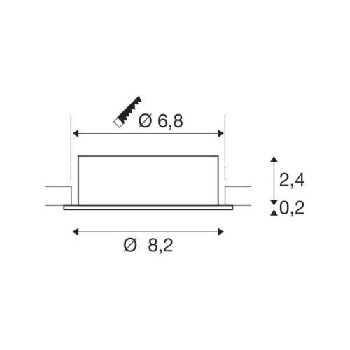 SLV Indbygget loftslampe New Tria, aluminium, aluminium, Ø 8,2 cm