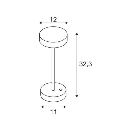 SLV LED genopladelig lampe Vinolina, sort, CCT, aluminium, højde 32,3 ...