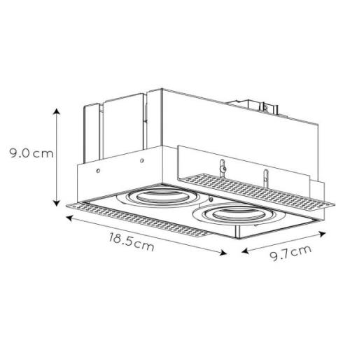 Trimless indbygningsspot, 2 lyskilder, sort